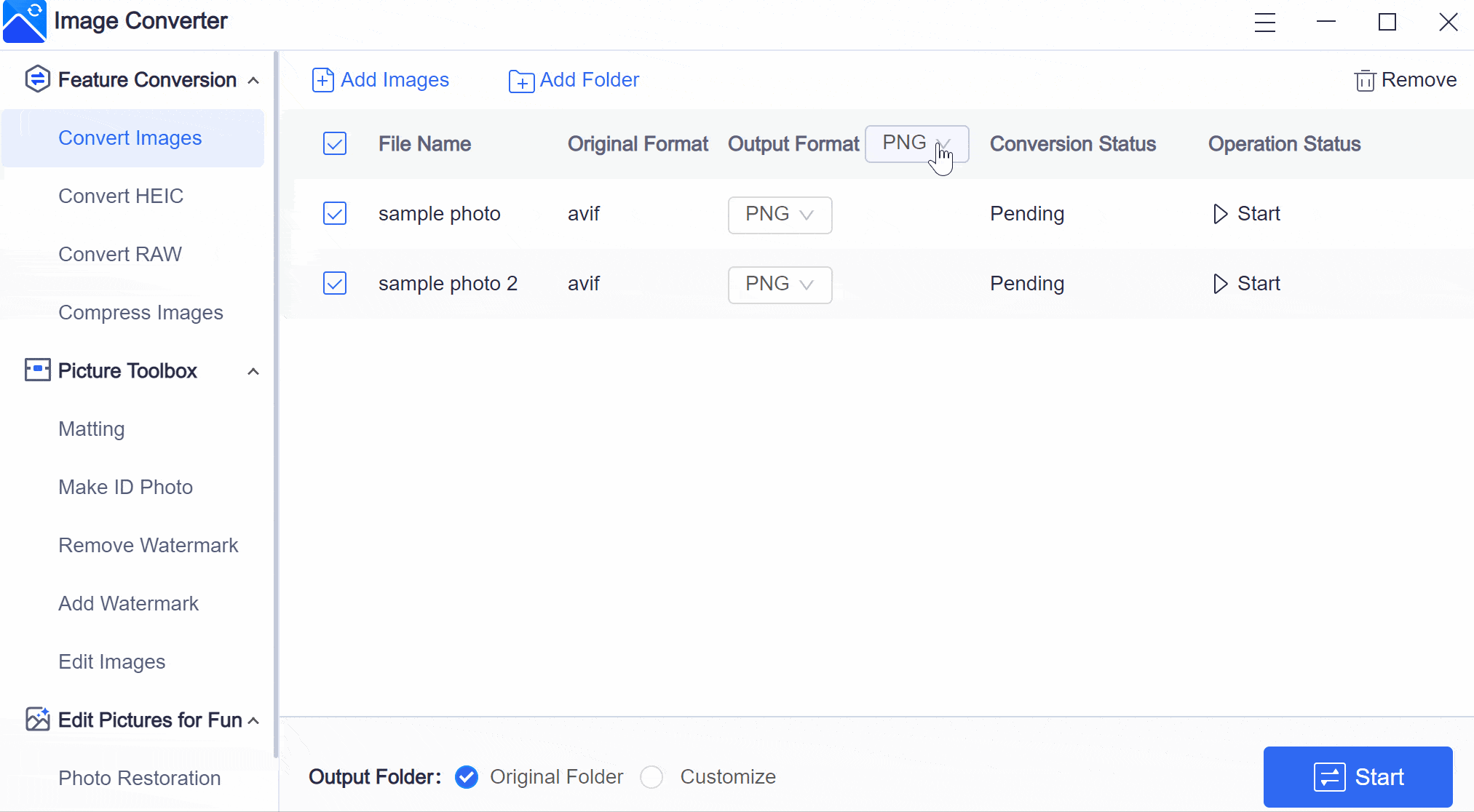 batch conversion in workintool