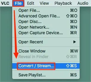 choose convert stream in vlc mac