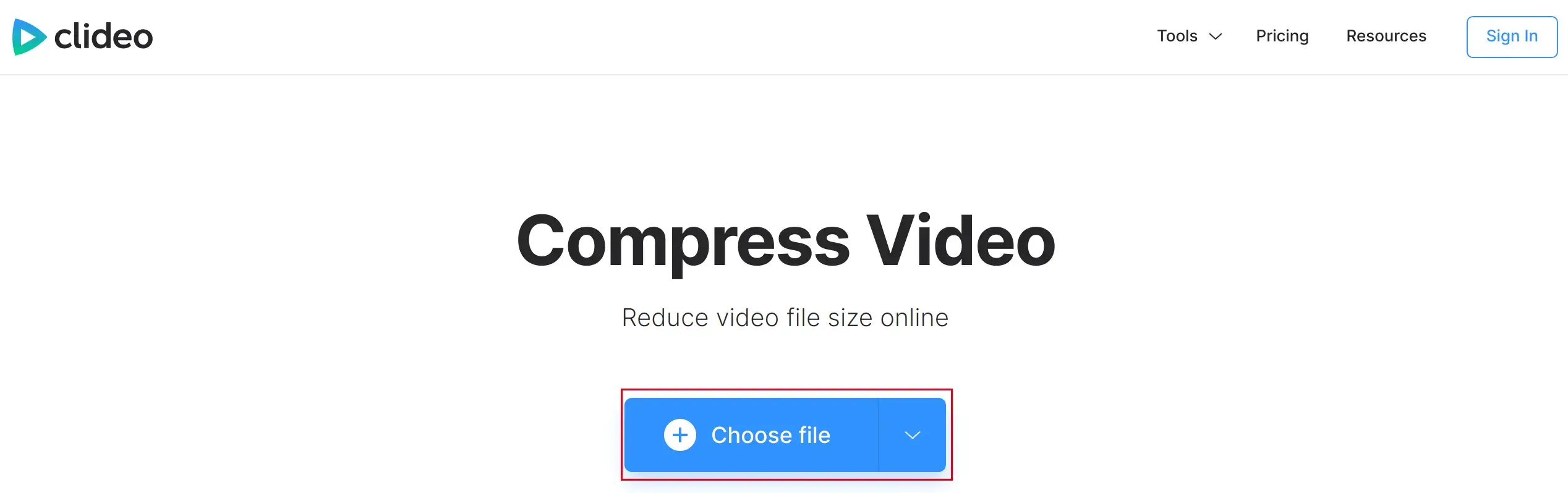 compress large video files for email in clideo step 2