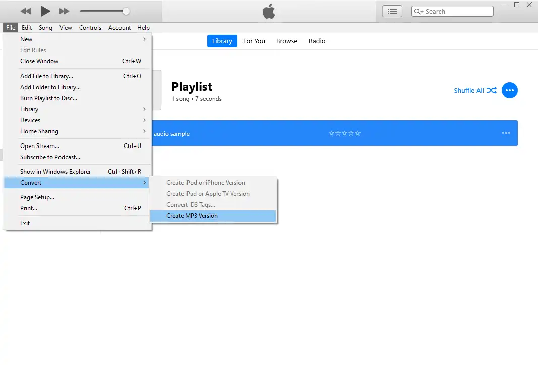 convert aac to mp3 itunes