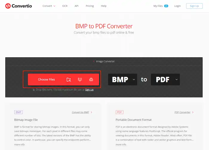 convertio bmp to pdf converter