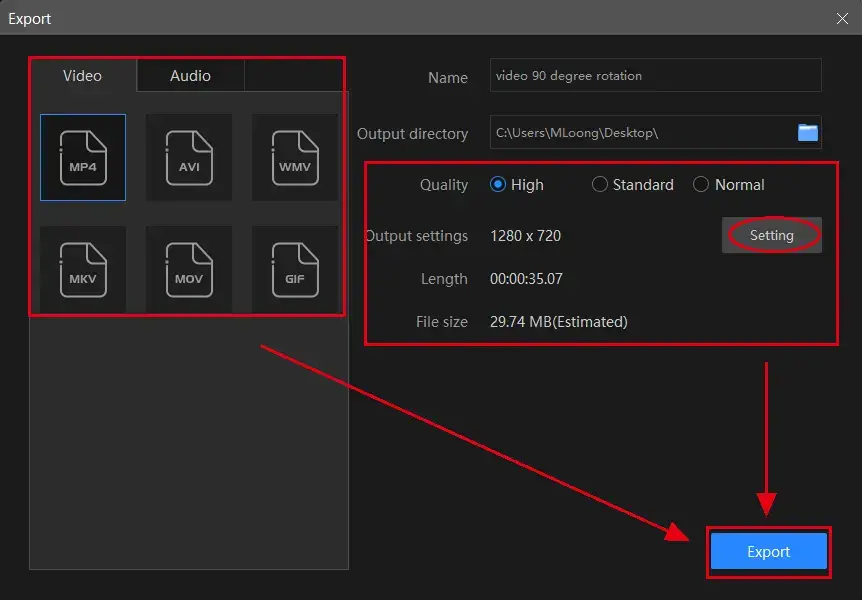 export status of vidclipper