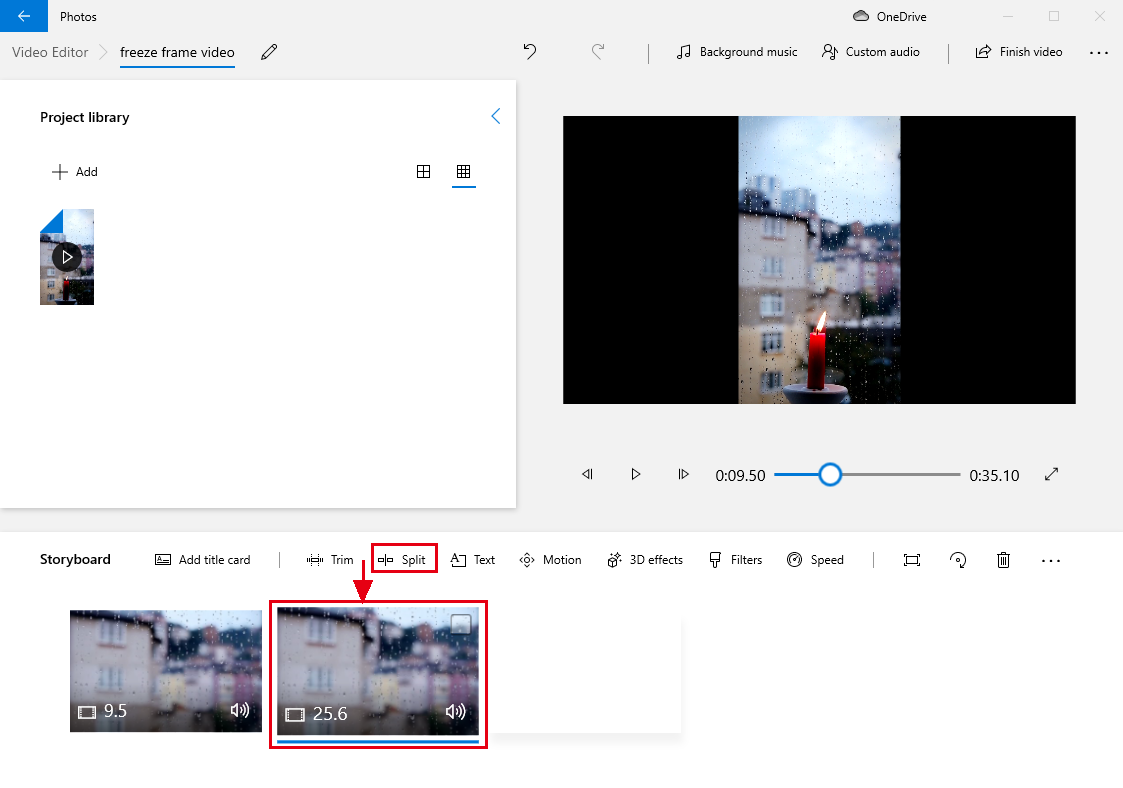 freeze frame a video in video editor step 4