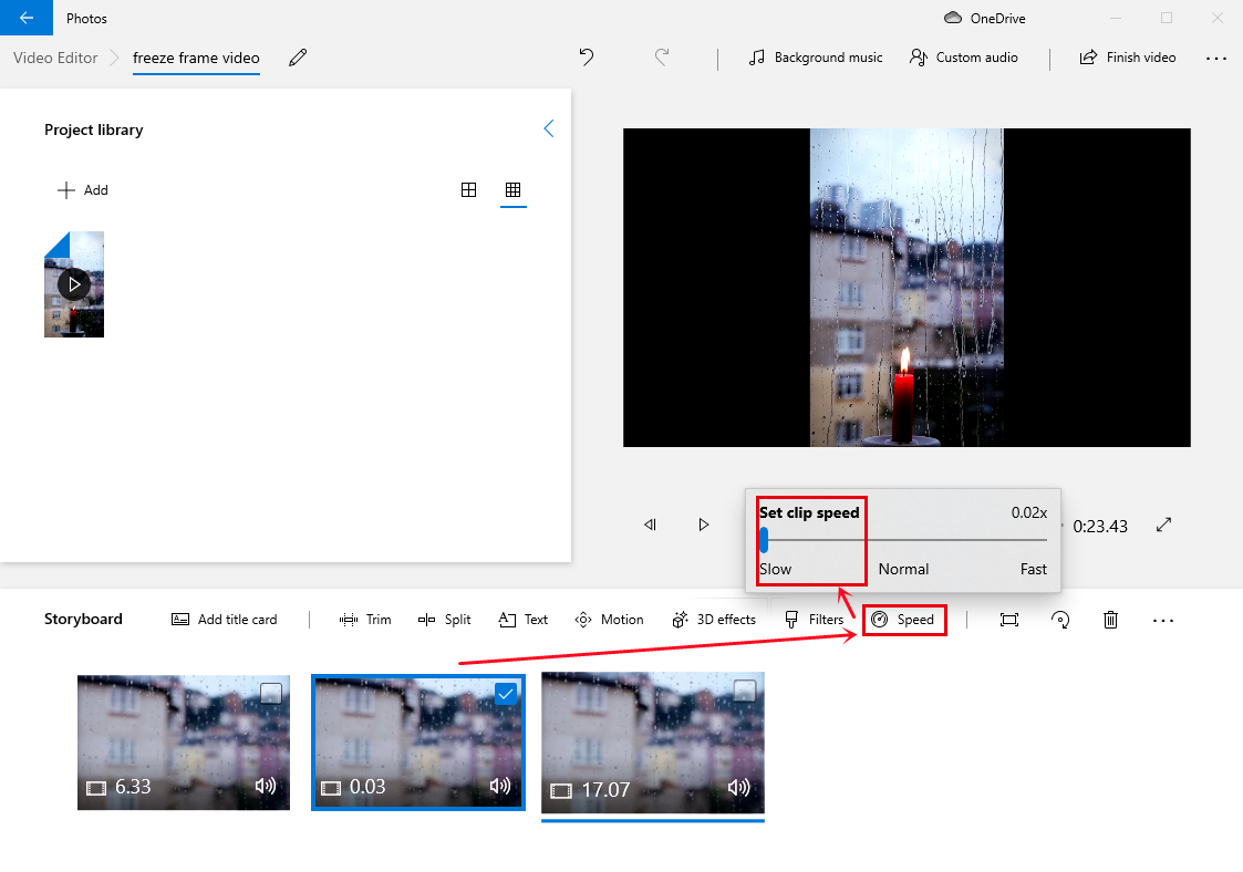 freeze frame a video in video editor step 6