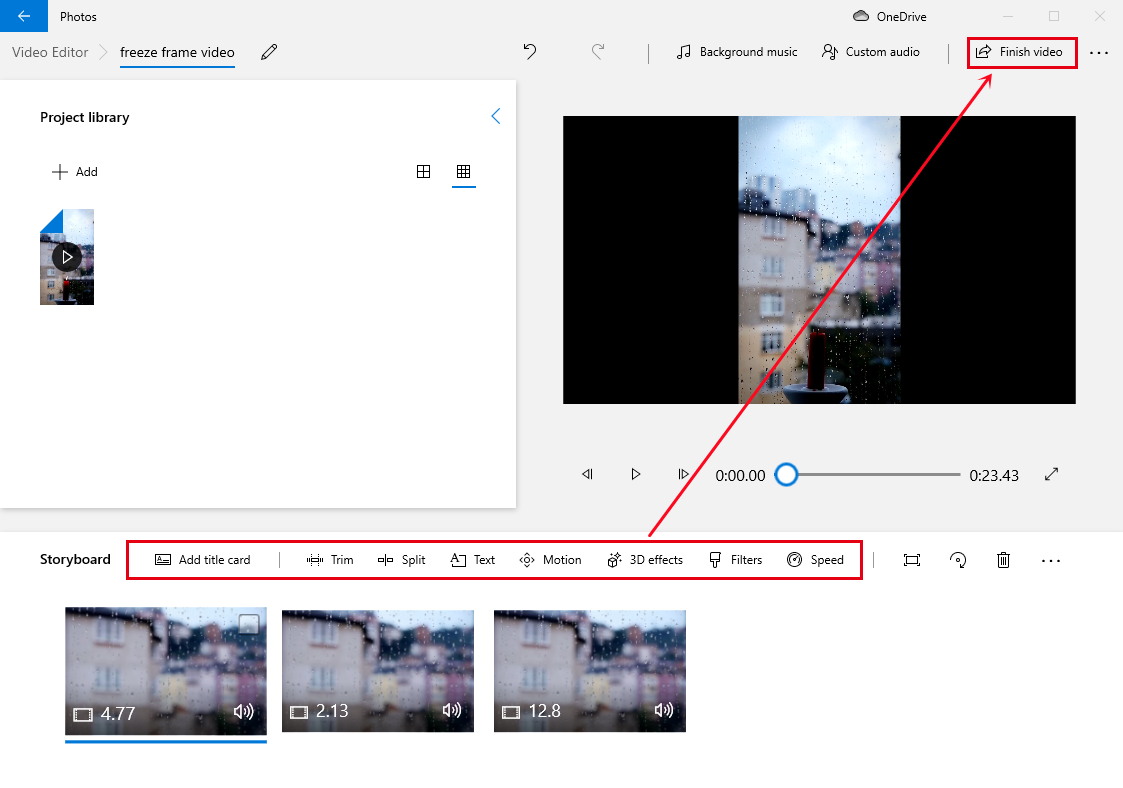 freeze frame a video in video editor step 7