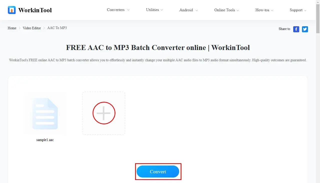 how to convert aac to mp3 in workintool vidclipper aac to mp3 converter online