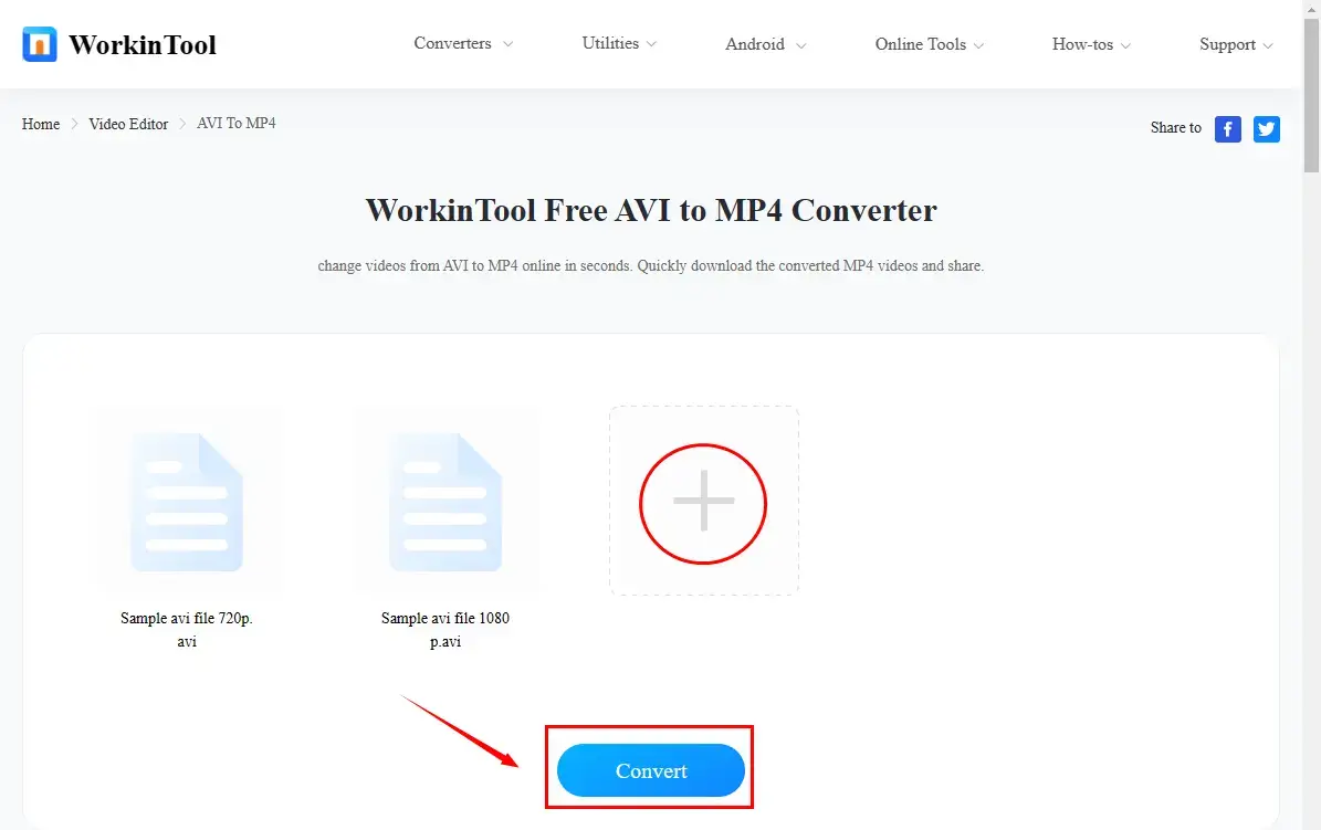 how to convert avi to mp4 in batches with workintool online avi to mp4 converter