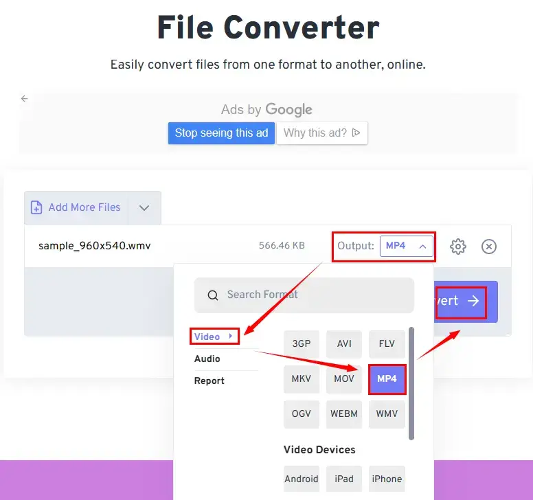 how to convert wmv to mp4 in freeconvert