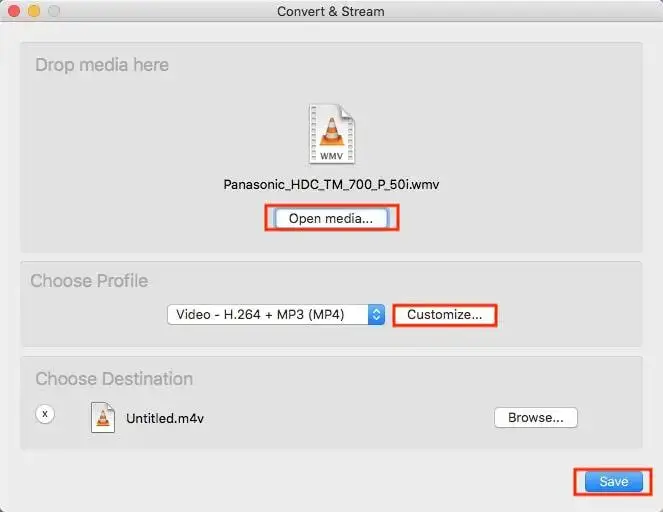 how to convert wmv to mp4 in vlc mac