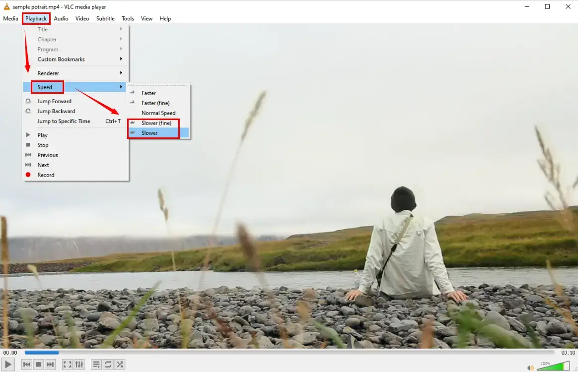 how to make a video slow motion in vlc
