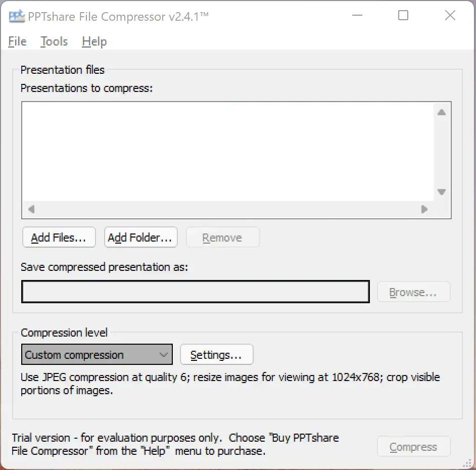 opening page of offline ppt compressor pptshare file compressor