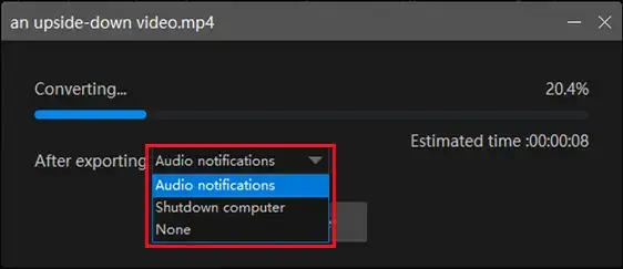 reminder settings in export window