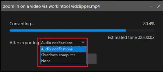 reminder settings in export window