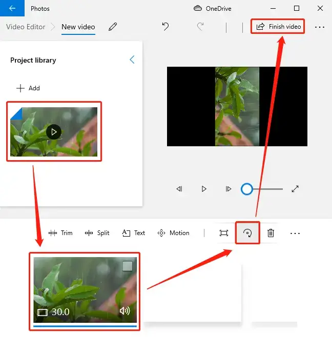 rotate a video through video editor
