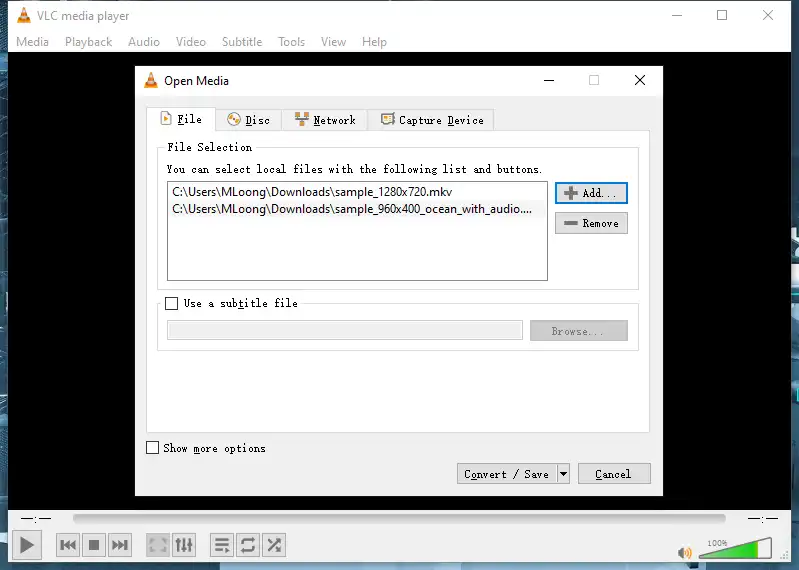 vlc compress mkv