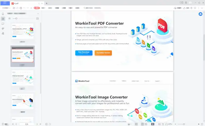 workintool pdf converter convert screenshot to pdf many-to-one
