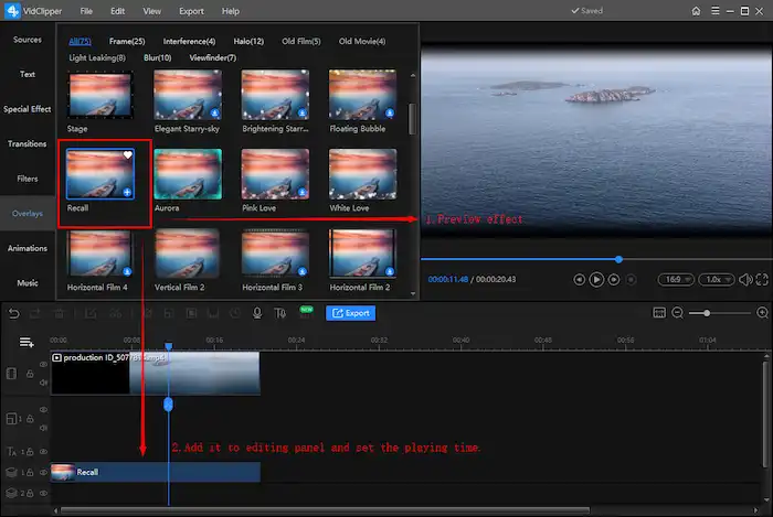workintool vidclipper preview and add overlays effect