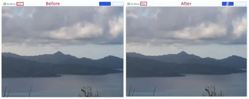 a comparison of original ppm and the converted png by workintool