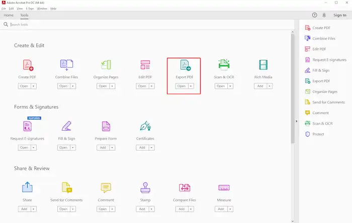 adobe acrobat dc export pdf