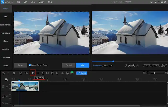 crop a video with vidclipper