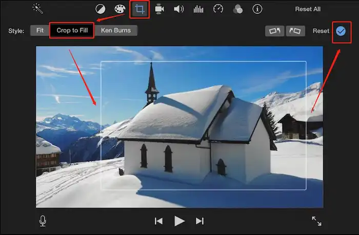 crop video size with imovie
