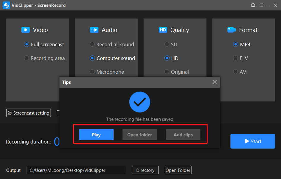 facebook live video recording completes in vidclipper