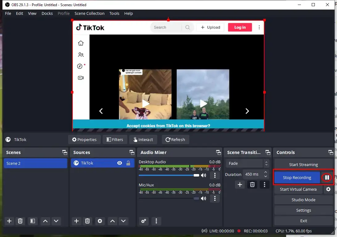 how to record a tiktok on mac with obs 3