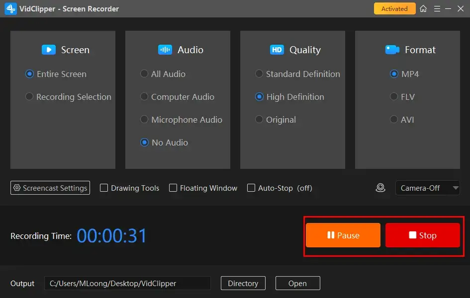 how to record a video without sound in workintool capture screen recorder 2