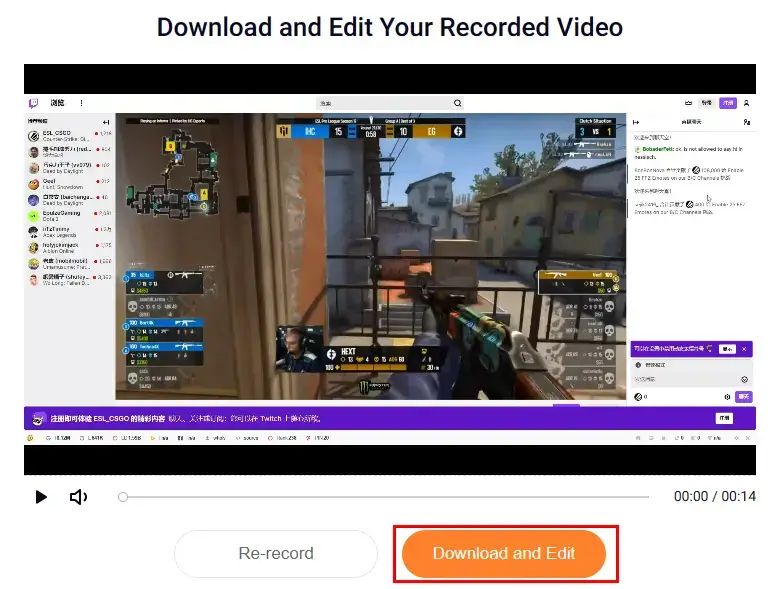 how to record twitch stream via flexclip online screen recorder 2