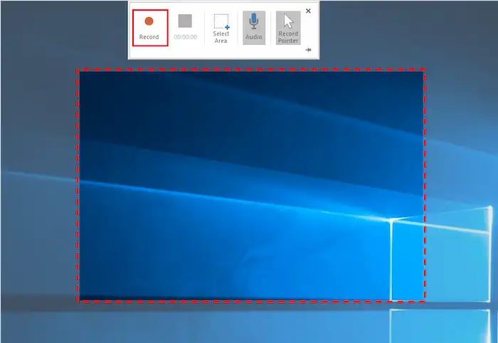 powerpoint select screen recording area
