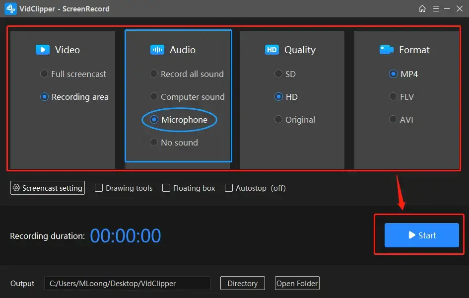 record a video without internal sound in wokrintool vidclipper