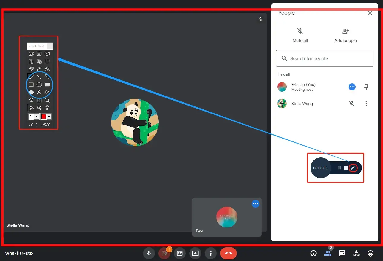 record google meet with audio on pc with drawing tools in vidclipper