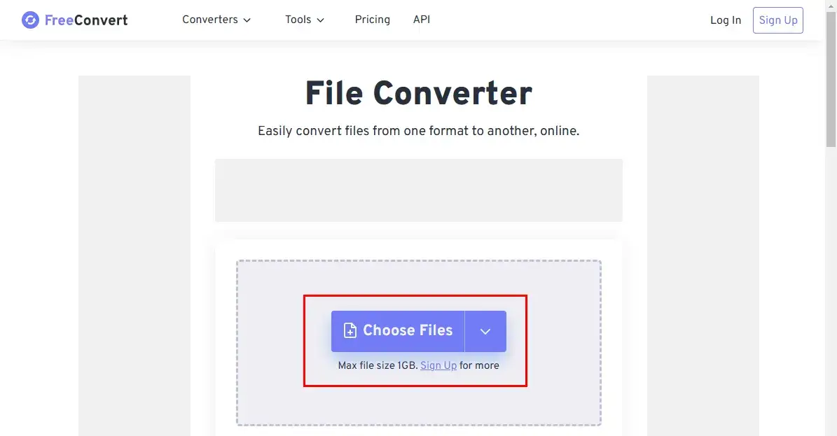 upload a file in freeconvert