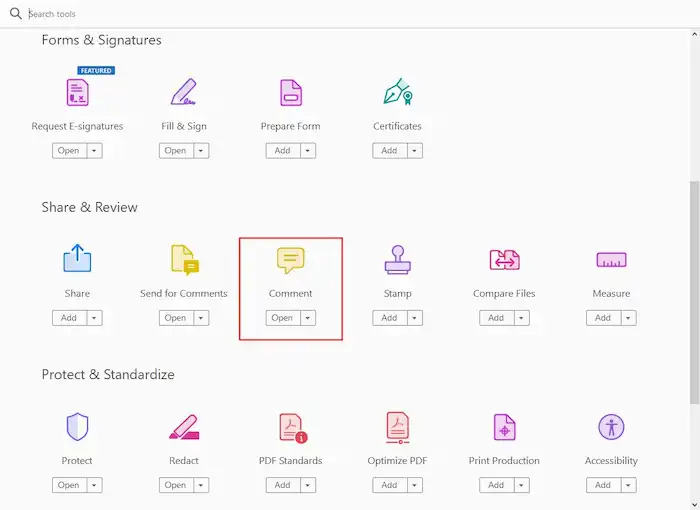 adobe acrobat comment tool