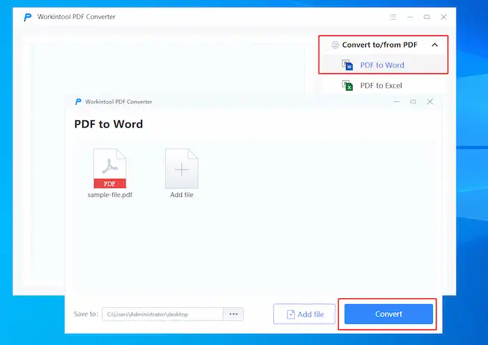 convert pdf to word with workintool pdf converter