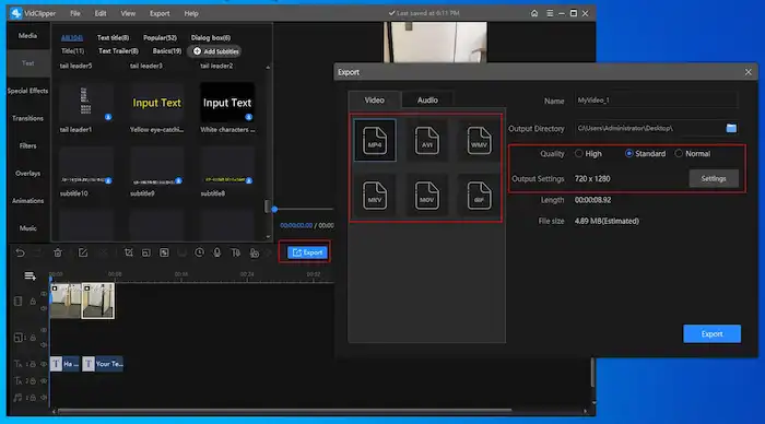 export a reel video