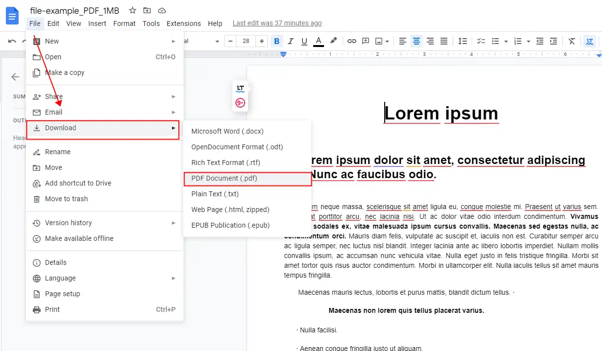 how to convert google doc to pdf 1