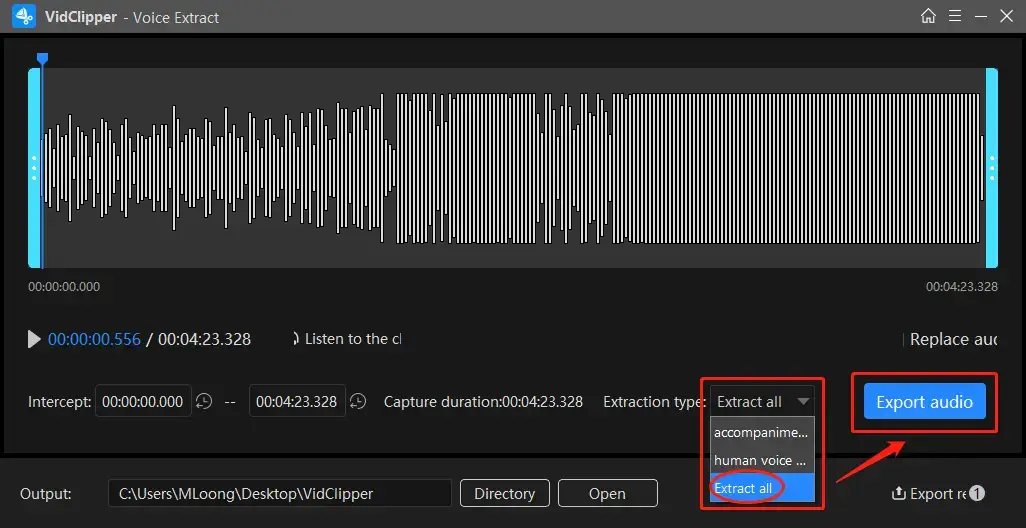 how to isolate vocals from a song in wokrintool vidclipper
