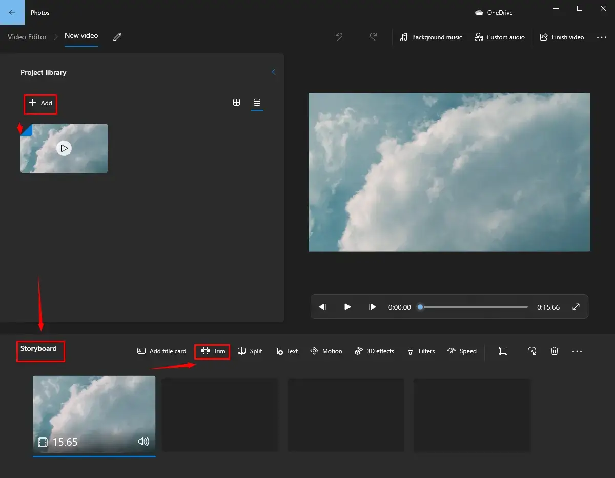 how to trim a snapchat video in video editor of photos