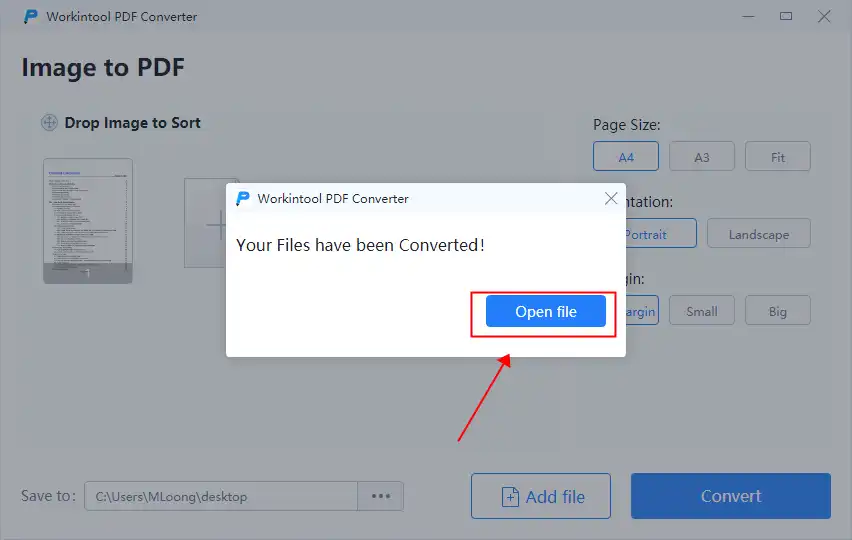 open the converted file