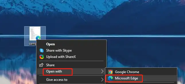 open with microsoft edge