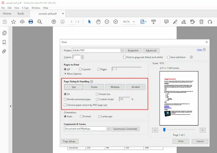 resize a pdf by adobe acrobat