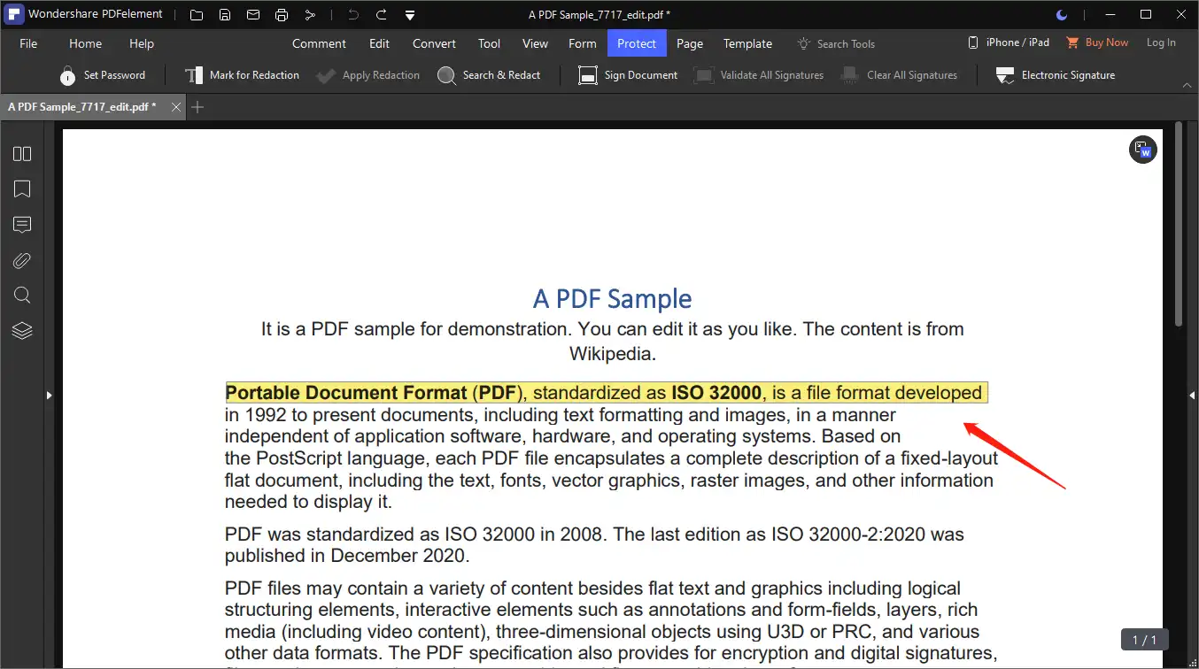remove highlight from pdf in pdfelement
