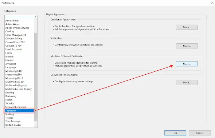 remove signature adobe acrobat identities and trusted certificates