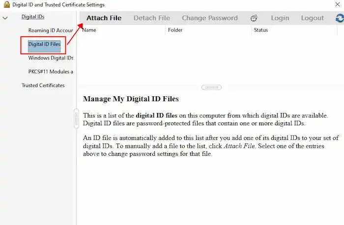 digital ID files attach file