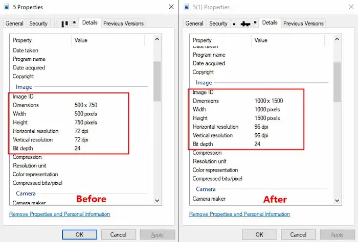 resized picture before and after comparison