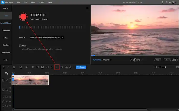 voice over a video vidclipper