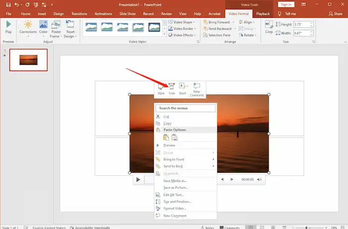 clip a youtube video in powerpoint