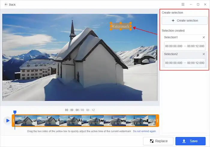 create selection to remove video watermark