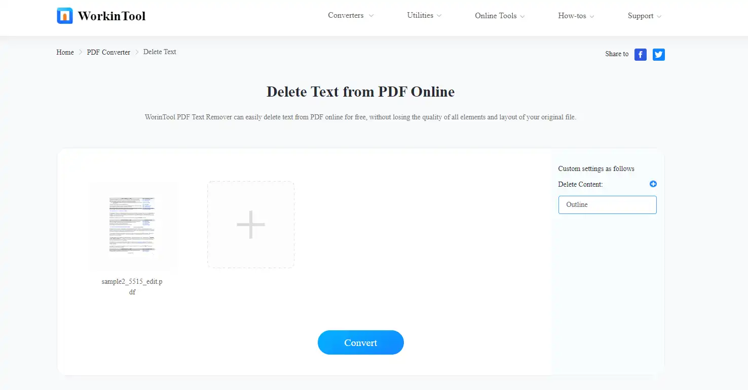 delete text in pdf online